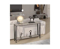 gaomon Console Table, 43.0" Entryway Table with Storage, Industrial Sofa Table with V Design, 2-Tier Narrow Console Table