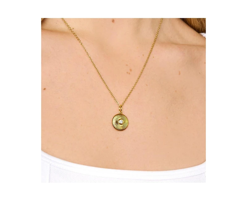 Little Sky Stone Palmer Sunburst Pendant Necklace in 14k Gold Finish