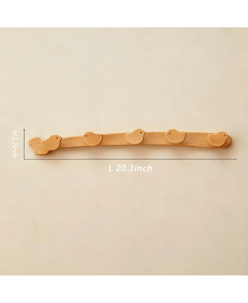 Yigii Wooden Bird-Shape Hooks for Kids' Rooms