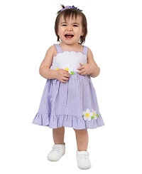 Rare Editions Baby Girls' Lilac Scalloped Seersucker Square Neck Dress and Panty, 2-Piece Set