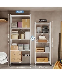 Yigii 5-Tier Folding Metal Shelf, No Tools, 2 Modes, Heavy Duty