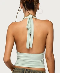 Edikted Women's Sequin Plunge Neck Halter Top