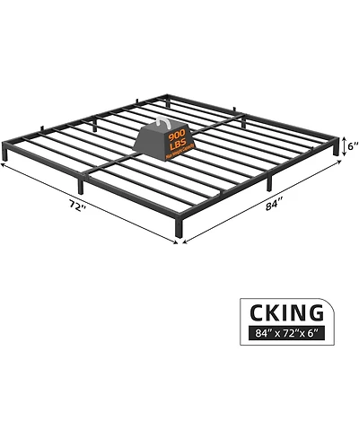 gaomon 6" California King Metal Platform Bed Frame, Heavy-Duty Steel Slats, Non-Slip Support, Underbed Storage Space, Noise-Free