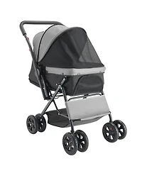 Aostirmotor 4-Wheel Pet Stroller: Foldable & Reversible, Supports Up to 44lbs for Dogs & Cats