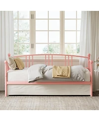 gaomon Twin Metal Daybed, Sofa Bed Frame with Arched Headboard, Guest Steel Slat Support, No Box Spring Required