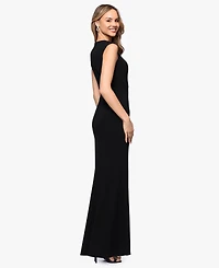 B&A By Betsy and Adam Women's Keyhole Neck Ball Gown