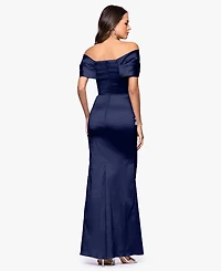 Betsy & Adam Women's Off-The-Shoulder Ruched Long Gown