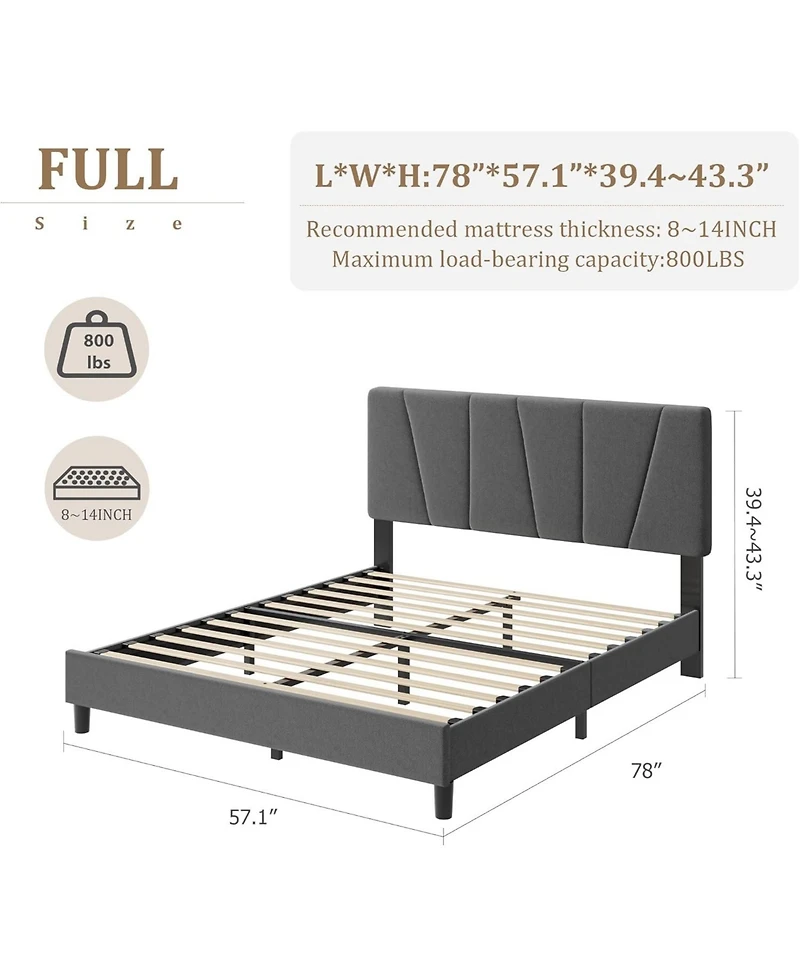 gaomon Bed Frame for Kids, Linen Upholstered Headboard & Wooden Slats Support, Noise-Free Mattress Foundation.