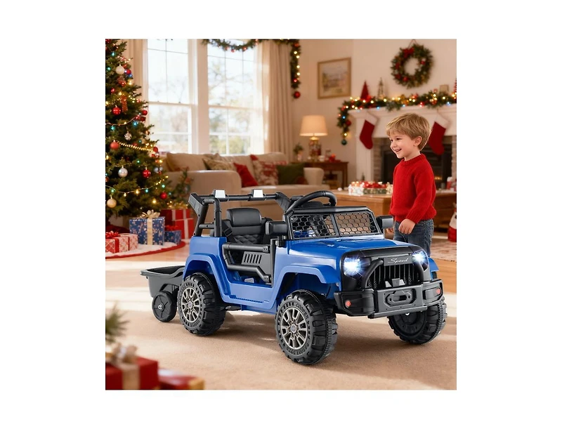 Slickblue 12V Kids Ride-On Utv with Detachable Trailer, Battery Powered