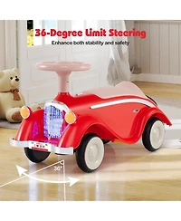 Mecale Toddler Ride on Toy Classic Sliding Car with Horn and Led Headlight-Red