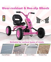 Mecale Go Kart for Kids 4 Wheel with Steering Handlebars and Adjustable