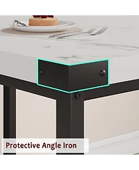 gaomon Extendable Dining Table Set for 4-6 Rectangle Large Extendable Kitchen Table with 2 Upholstered Benches