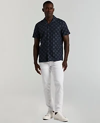 Perry Ellis Men's Camp Collar Clipped Dobby Shirt