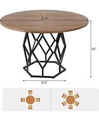 gaomon 47 Inch Round Dining Table Farmhouse Dining Kitchen Table for 4-6 People Kitchen and Dining Room Tables