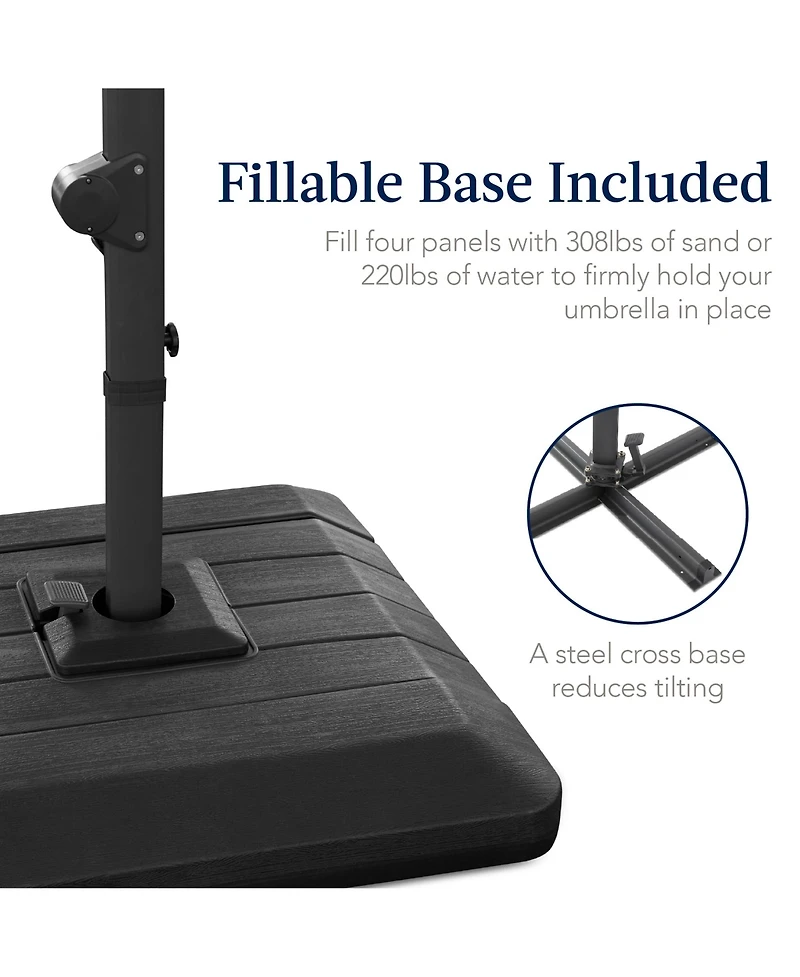 Best Choice Products 12x12ft 2-Tier Square Outdoor Solar Led Cantilever Umbrella w/ 360-Rotating Base –