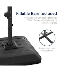 Best Choice Products 12x12ft 2-Tier Square Outdoor Solar Led Cantilever Umbrella w/ 360-Rotating Base –