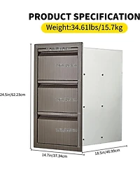 gaomon Outdoor Kitchen Drawers D Flush Mount Triple Drawers, Stainless Steel Drawer for Outdoor Kitchen Island