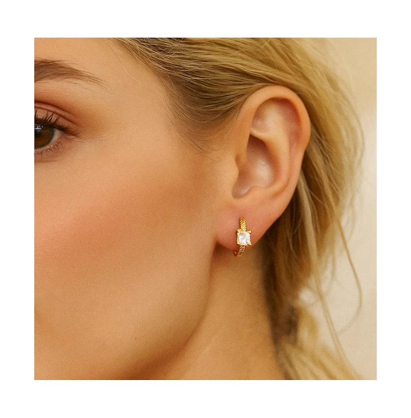 Dloria Lila Square-Cut Huggie Hoop Earrings