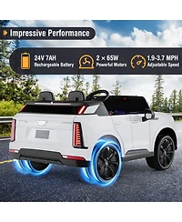 Mecale 24V Ride on Truck 2-Seater Licensed Cadillac with Remote Control-White