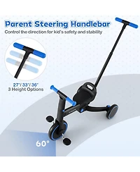 Mecale 4-in-1 Foldable Toddler Tricycle with Push Handle with Adjustable Seat