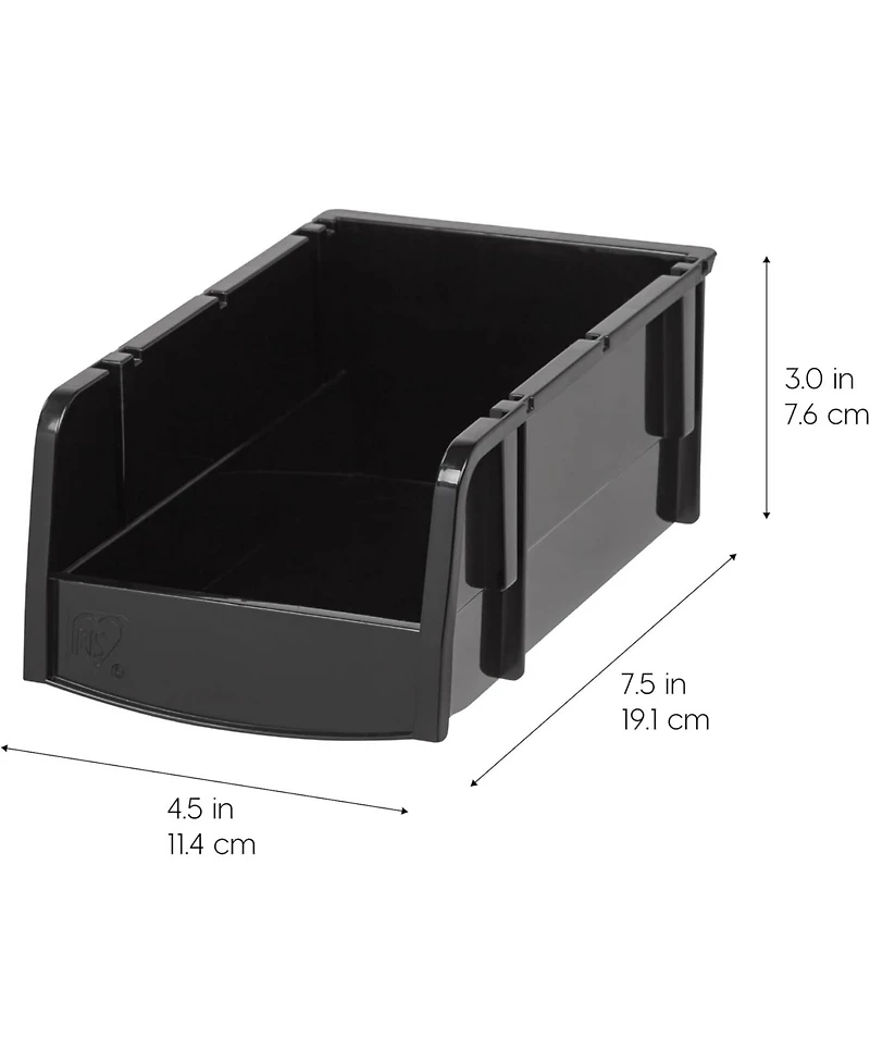 Iris Usa Stackable Bins, Plastic Front Shelf Bin Storage Organizer, Craft Supplies, Small Parts, Nuts and Bolts, 8Pk