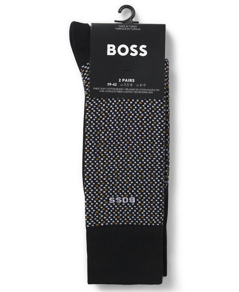 Hugo Boss Men's Cube Pattern Socks, 2-Pack