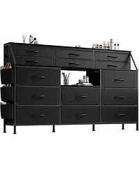 gaomon Drawer Fabric Dresser for Bedroom, Large Dresser with 2 Shelves & Wood Top, Dressers & Chests of Drawers