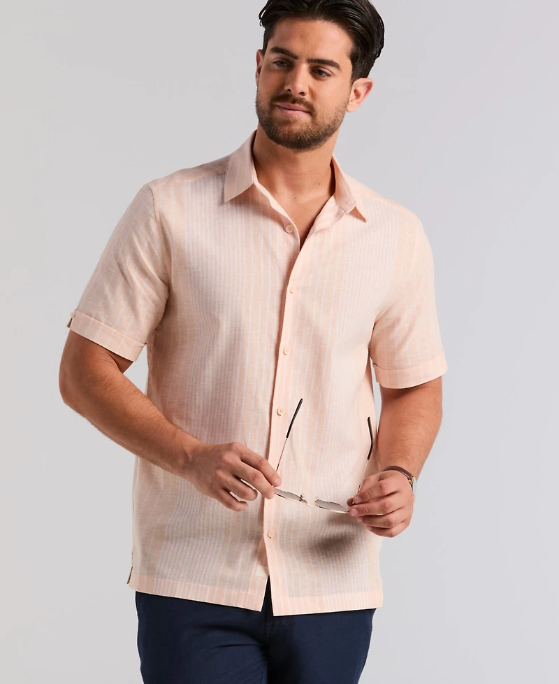 Cubavera Men's Engineered Striped Short-Sleeve Shirt