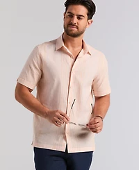 Cubavera Men's Engineered Striped Short-Sleeve Shirt