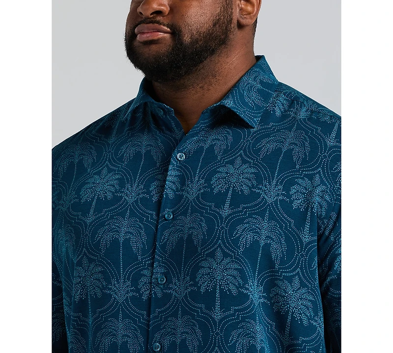 Cubavera Men's Big & Tall Medallion Palm Print Shirt