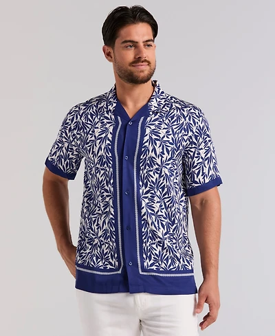 Cubavera Men's Twill Leaf Print Shirt