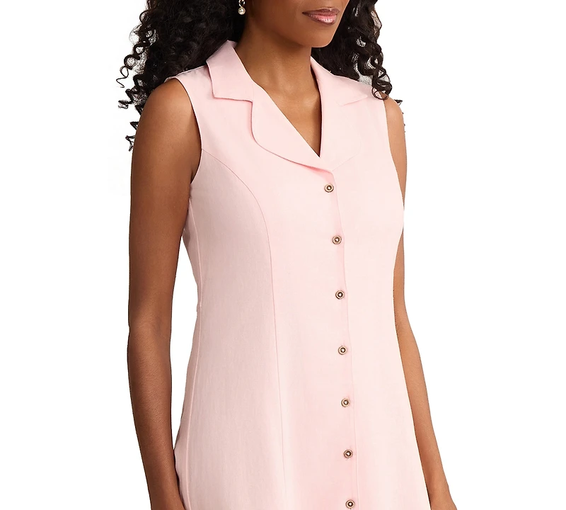 Jones New York Petite Sleeveless Collared Maxi Shirt Dress