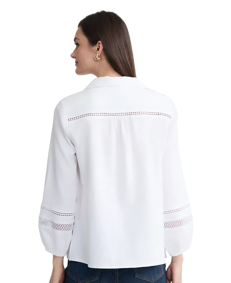 Jones New York Petite Button-Front Collared Top