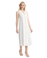 Jones New York Petite Sleeveless Collared Maxi Shirt Dress