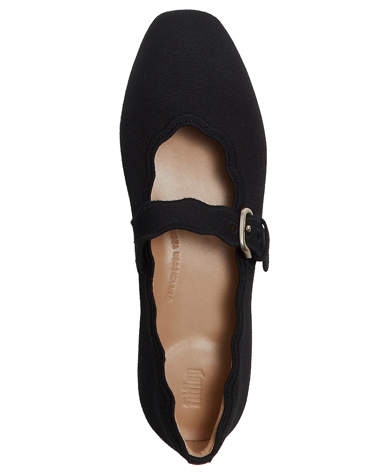 FitFlop Women's Delicato Wave Edge Canvas Mary Jane Flats
