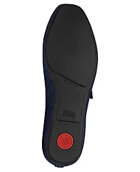 FitFlop Women's Delicato Denim Almond Toe Mary Jane Flats