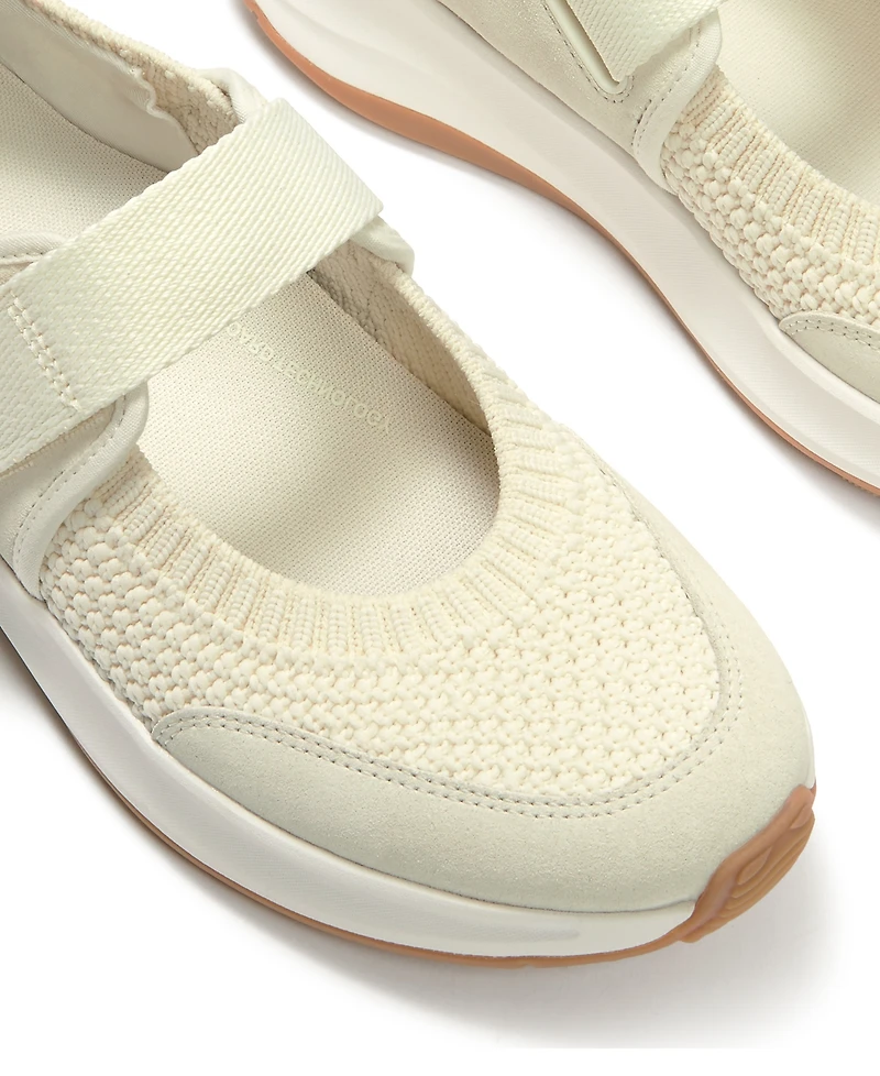 FitFlop Women's F-Mode Flow Knit Suede Mary Jane Almond Toe Sneakers