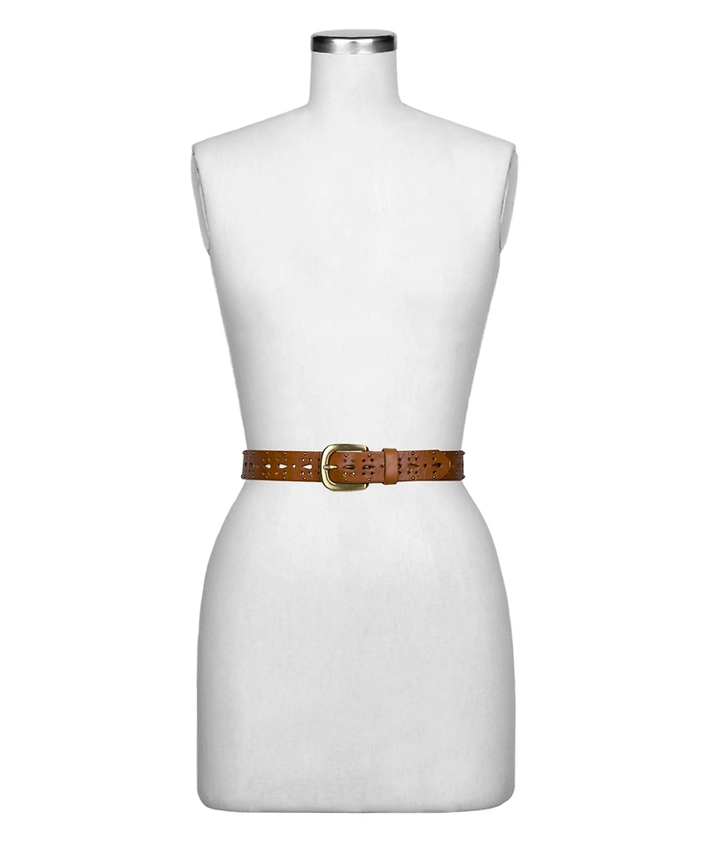 Patricia Nash Odile Cutout Studded Leather Belt