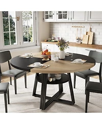 gaomon Round Dining Table for 4-6, 47.2" Farmhouse Kitchen with Storage, Circle Dinner Tables Kitchen, Room, Living Room