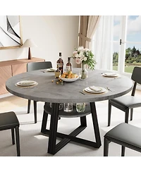 gaomon Round Dining Table for 4-6, 47.2" Farmhouse Kitchen with Storage, Circle Dinner Tables Kitchen, Room, Living Room