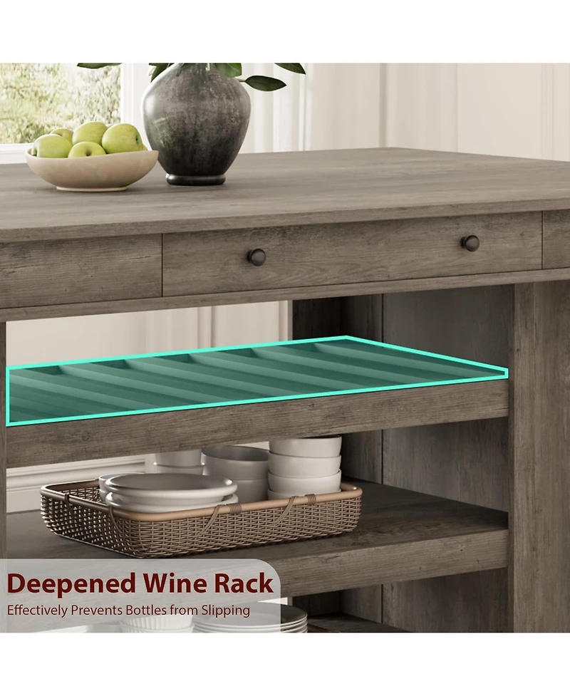 gaomon 60" Counter Height Dining Table for 4, Farmhouse Rectangular Tall Bar Height Kitchen Dining Table & Thick Table Top, with Deepened Wine Ra
