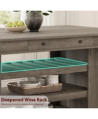 gaomon 60" Counter Height Dining Table for 4, Farmhouse Rectangular Tall Bar Height Kitchen Dining Table & Thick Table Top, with Deepened Wine Ra
