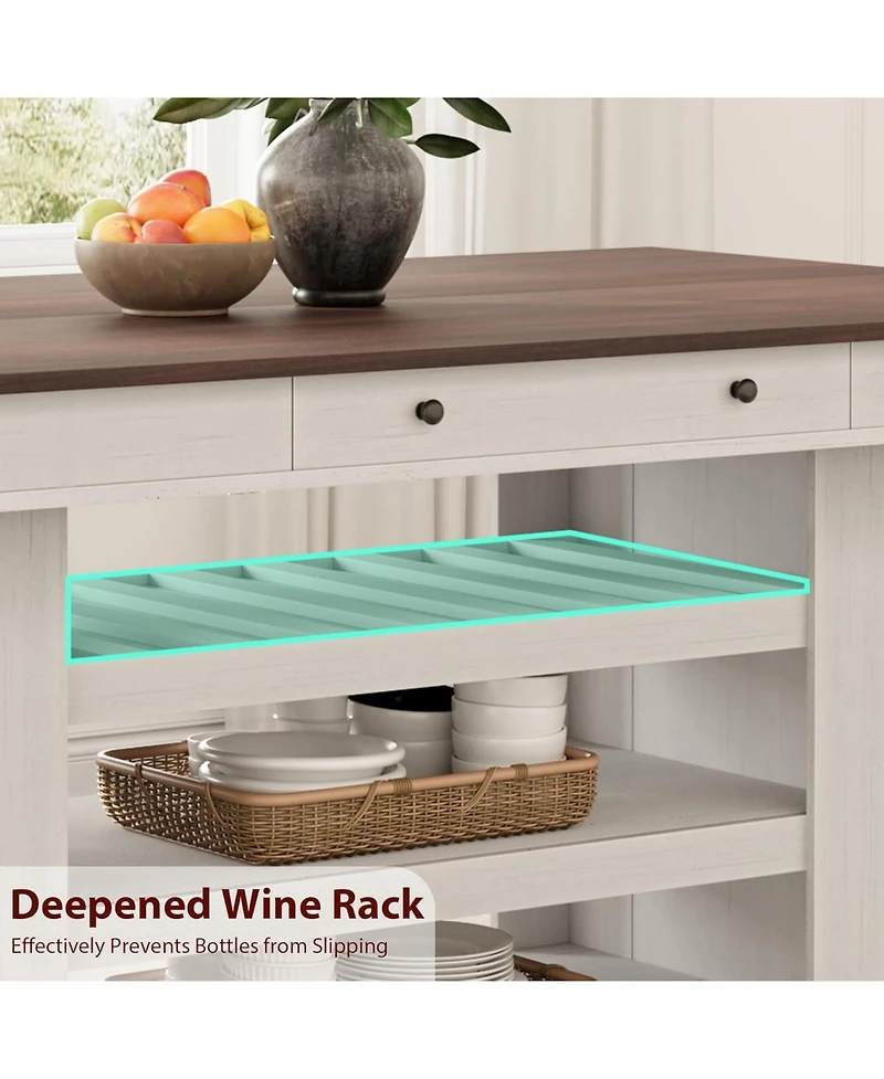 gaomon 60" Counter Height Dining Table for 4, Farmhouse Rectangular Tall Bar Height Kitchen Dining Table & Thick Table Top, with Deepened Wine Ra