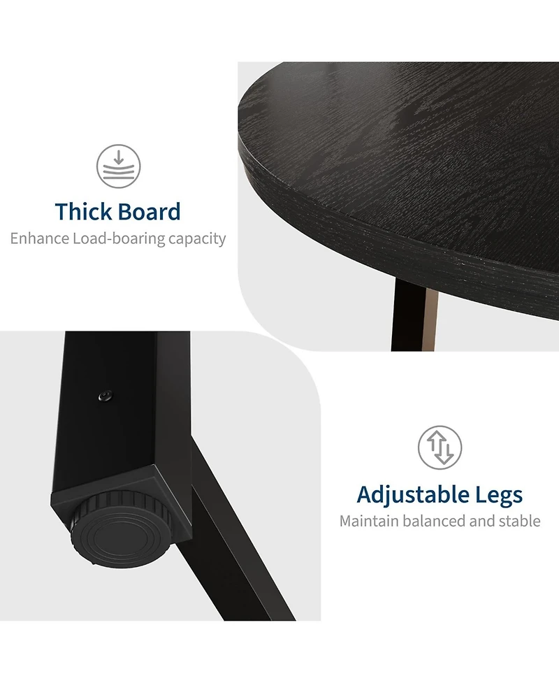 Draft - gaomon Round Dining Table, Industrial Dinner Table for 4 to 6, Wooden Kitchen with Sturdy Metal Frame