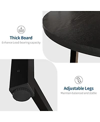 Draft - gaomon Round Dining Table, Industrial Dinner Table for 4 to 6, Wooden Kitchen with Sturdy Metal Frame