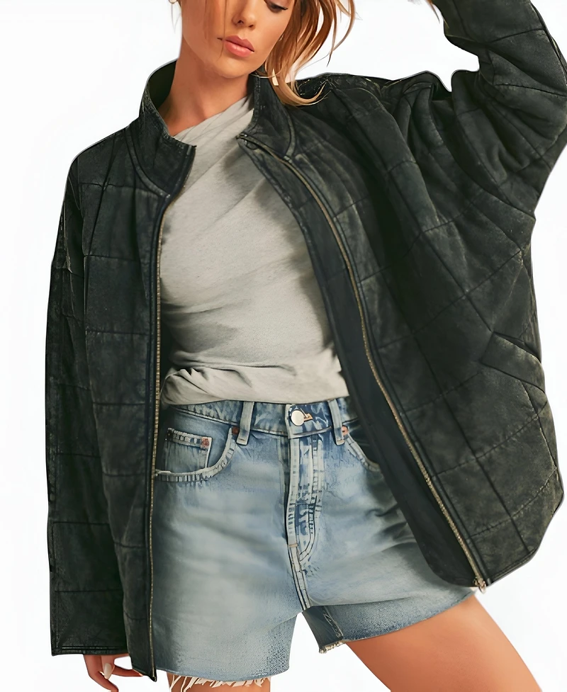 Modenaire Women's Erica Quilted Zip-Up Jacket