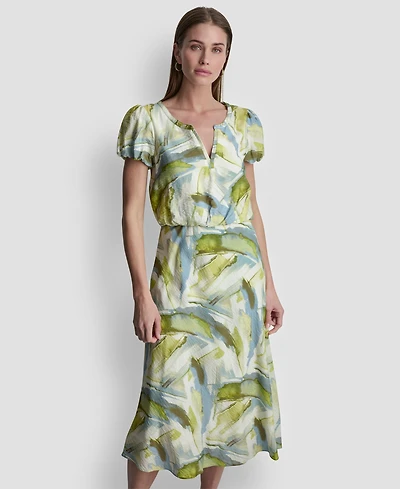 Dkny Women's Printed V-Neck Midi Dress