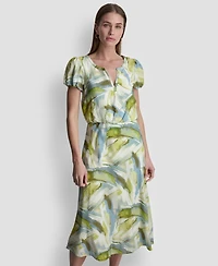 Dkny Women's Printed V-Neck Midi Dress