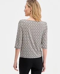 Jm Collection Women's Printed Boat-Neck Twist-Front Top, Macy's Exclusive