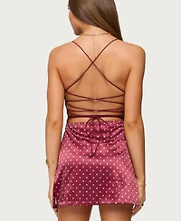 Edikted Women's Lacey Backless Polka Dot Mini Dress
